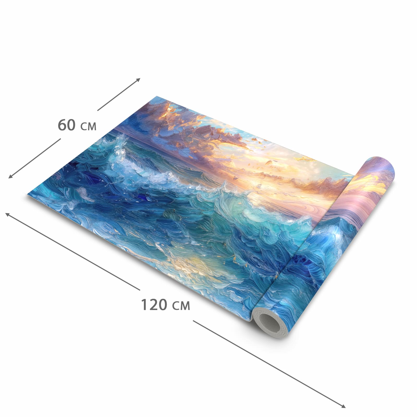 Flacher Küchenläufer mit Motiv Wellen und Himmel in der Grösse 60x270 cm