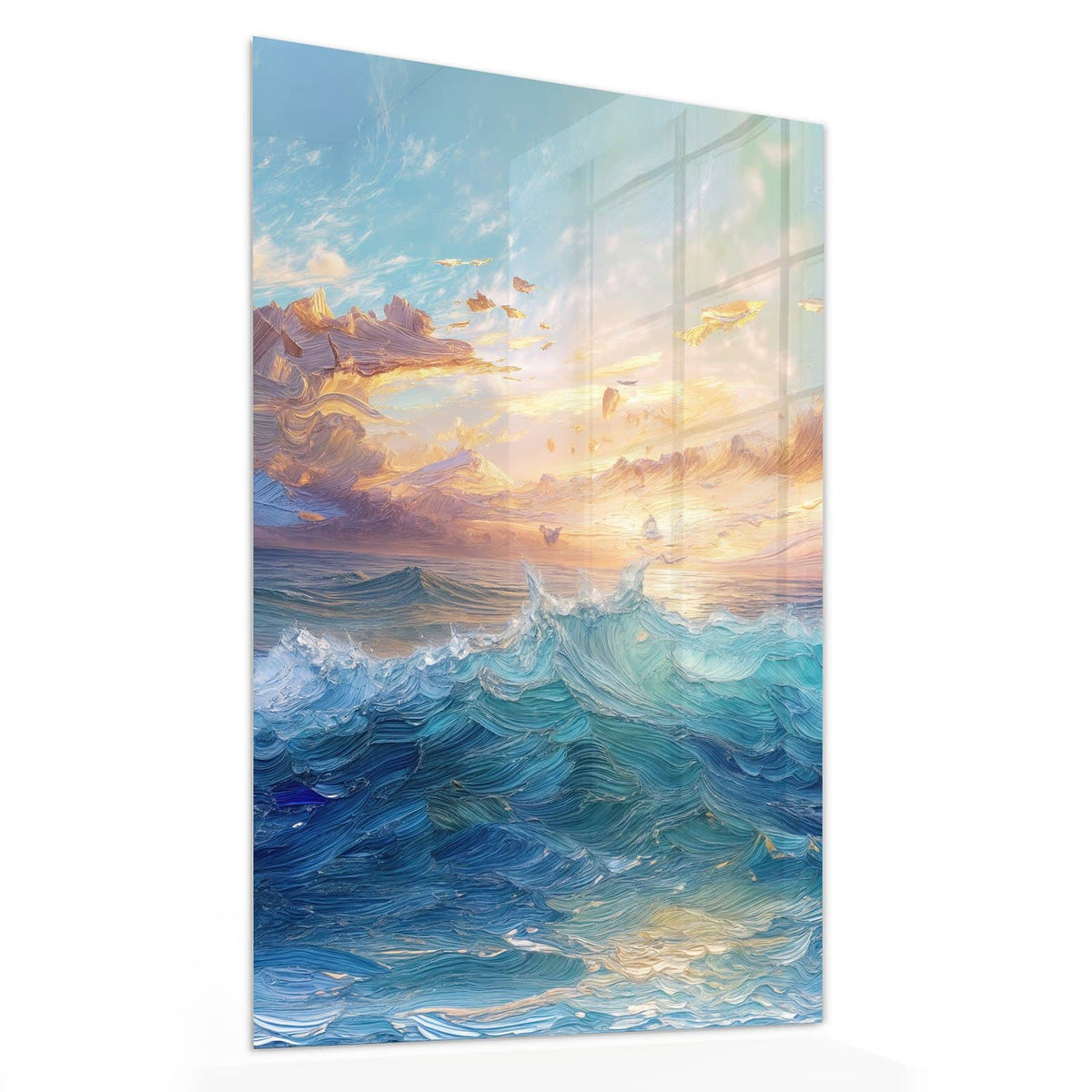 11 Größen – von 30 × 60 bis 60 × 150 cm – Wandbild - Wellen in Ölfarben - Hochformat