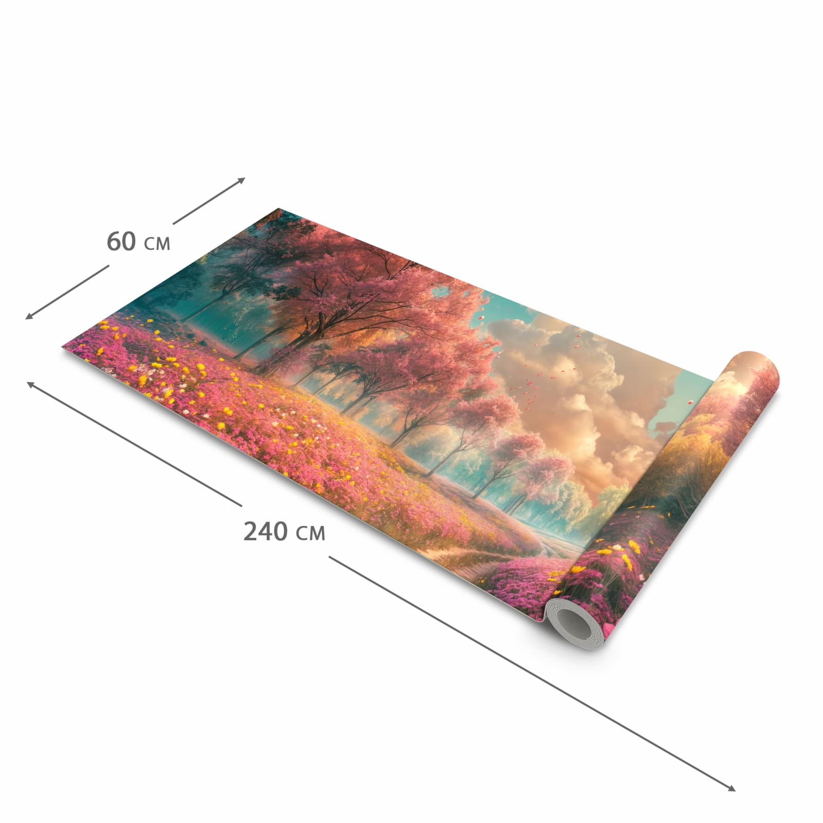 Zeitsparender Küchenteppich mit Motiv Blühender Weg in der Grösse 60x270 cm