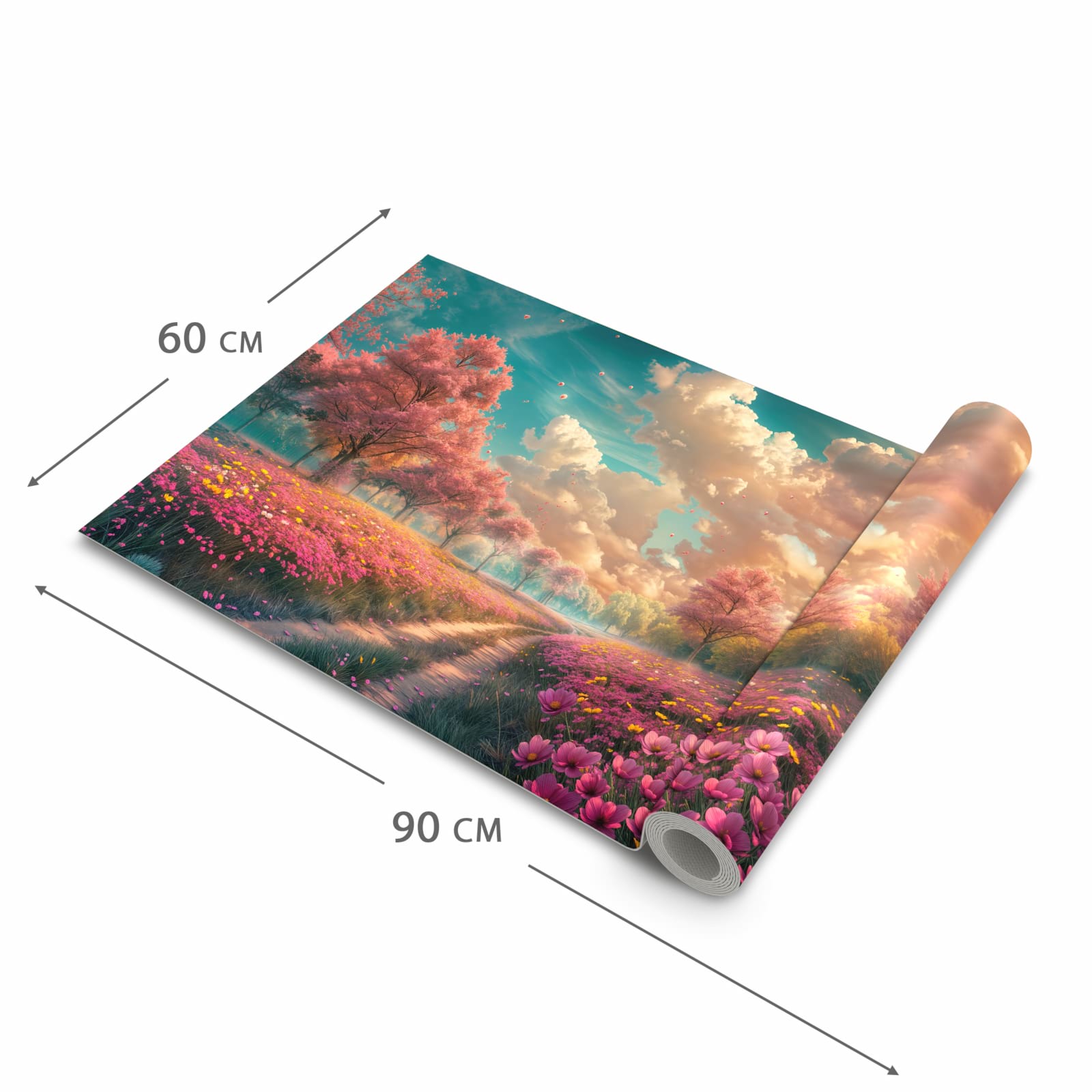 UV-beständiger Läufer für die Küche mit Motiv Blühender Weg in der Grösse 60x270 cm