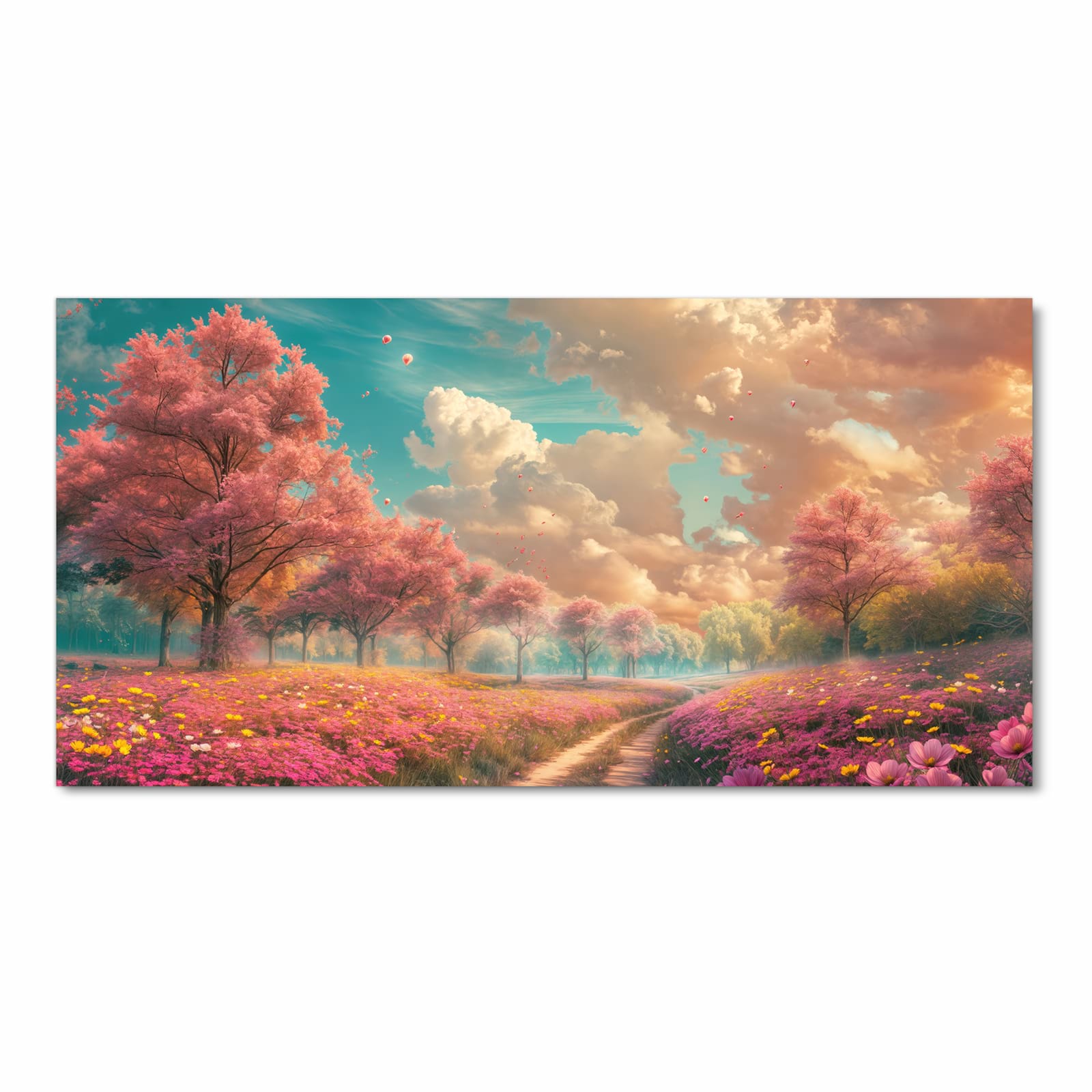 Waschbarer Küchenläufer mit Motiv Blühender Weg in Frontansicht für angenehme Haptik