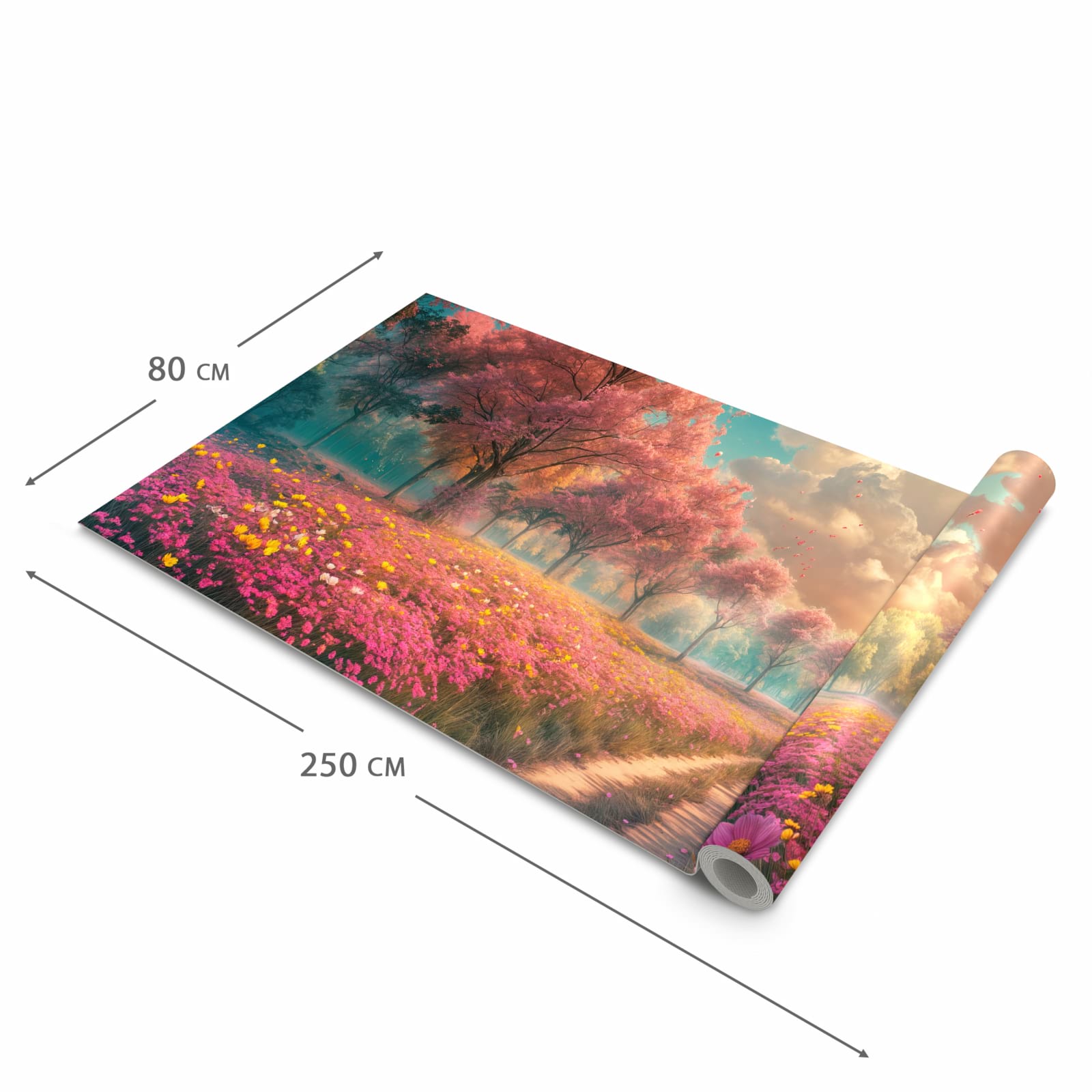 Wasserabweisender Küchenläufer mit Motiv Blühender Weg in der Größe 60x270 cm