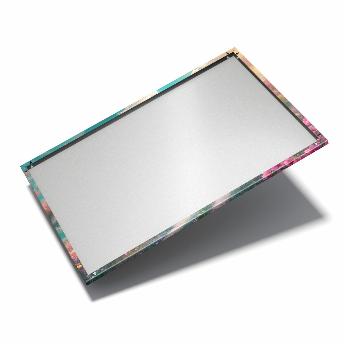 Nur 7 mm – liegt eng an der Wand – Metall Magnettafel - Pfad durch Blütenfeld
