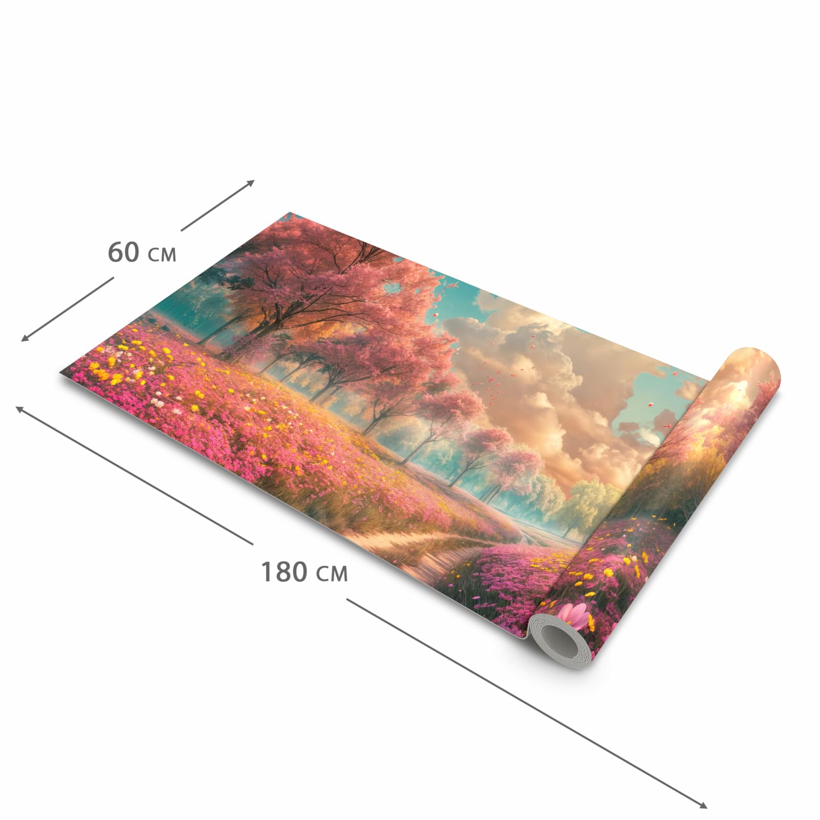 Küchenteppich mit Motiv Blühender Weg in der Grösse 60x270 cm für sichere Aufbewahrung