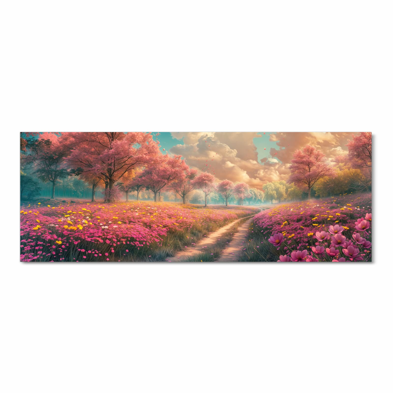 Farbbeständiger Küchenteppich mit Motiv Blühender Weg in Frontansicht