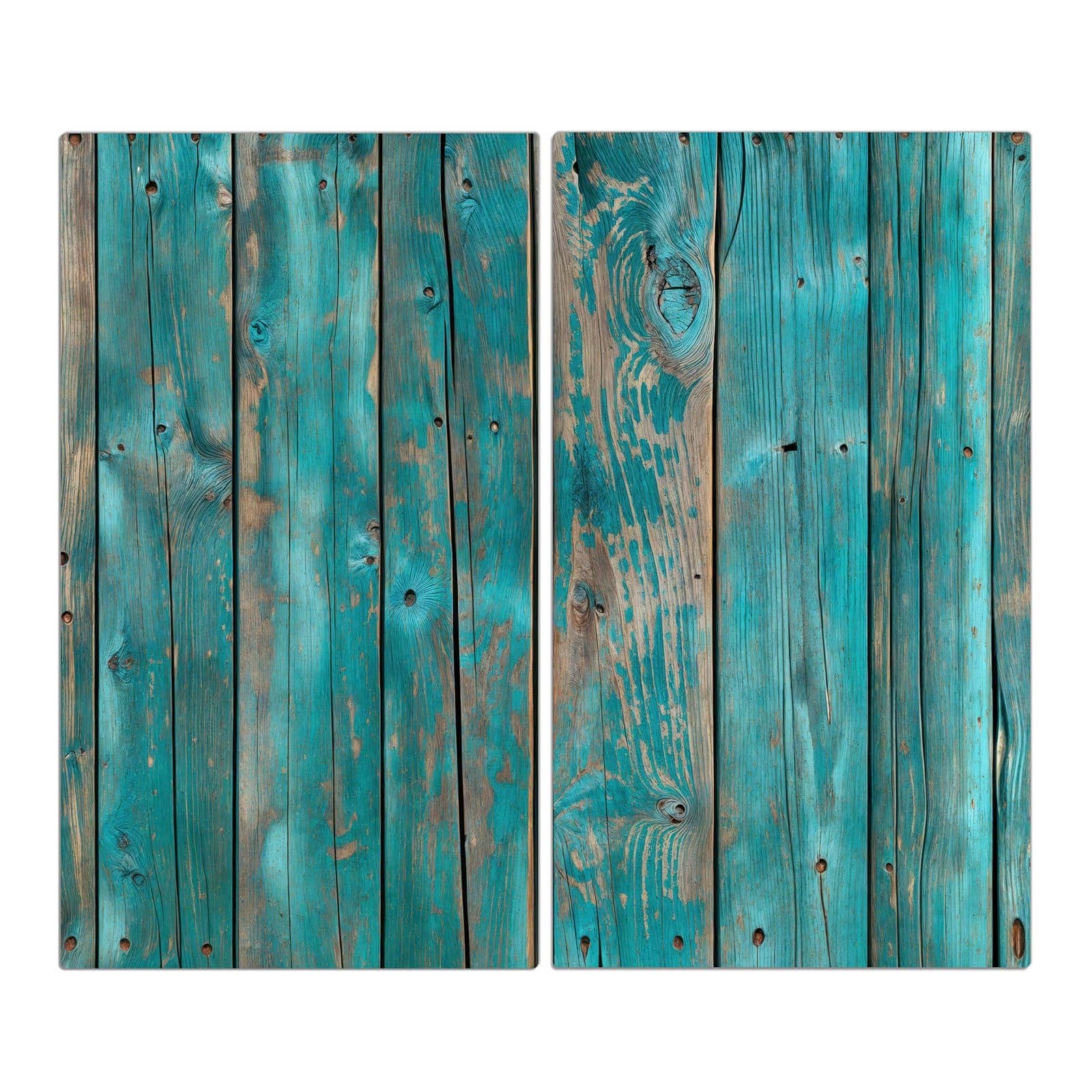 2-teilige Deckplatte aus Glas mit Vintage Holz Bretter-Motiv in der Frontansicht #grösse_2-Teilig (60x52cm)