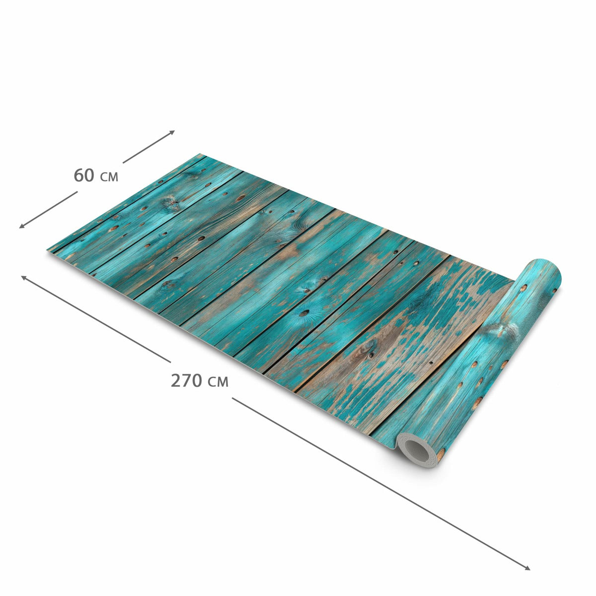 Hygienischer rutschfester Küchenläufer mit Motiv Vintage Holz Bretter in der Grösse 60x270 cm