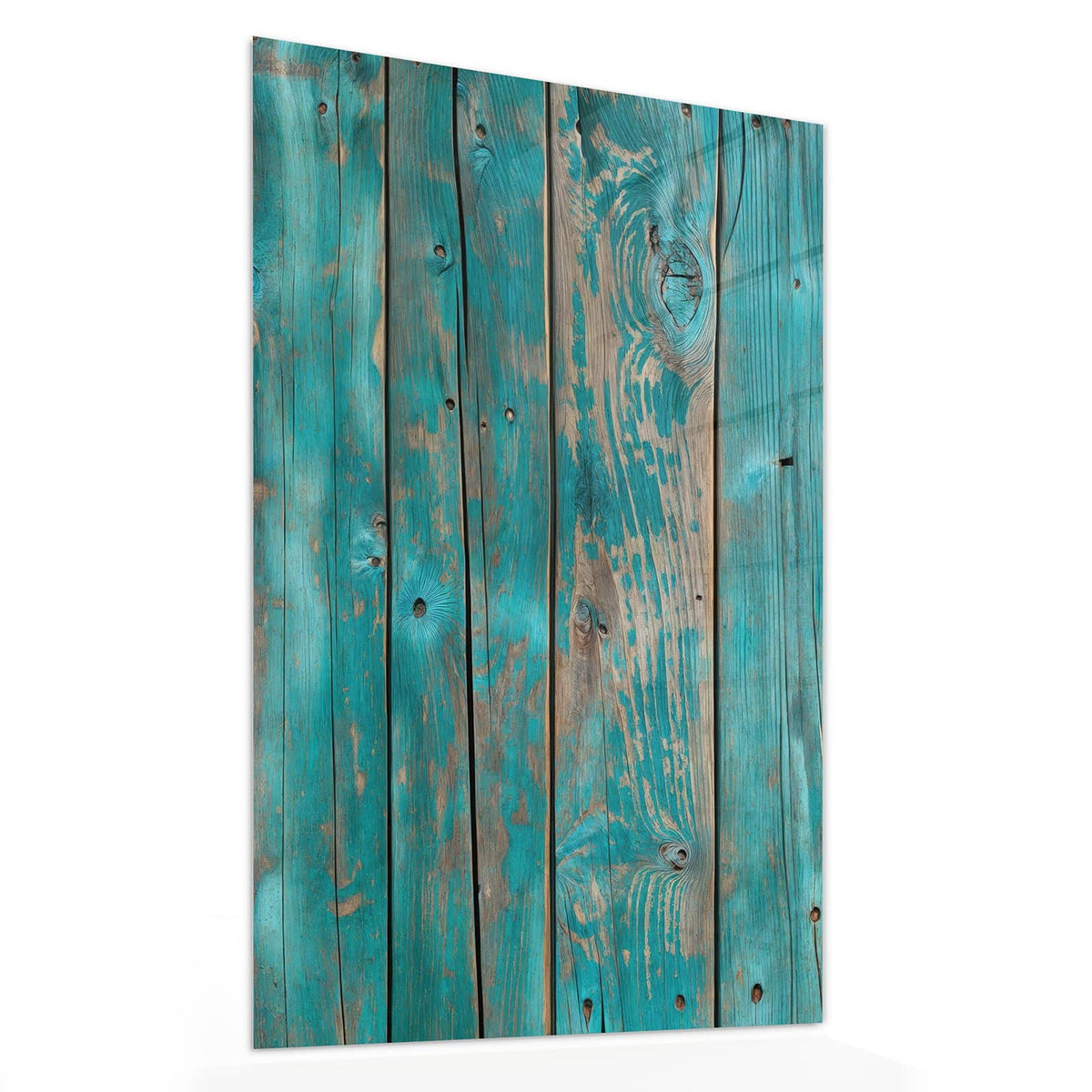 11 Größen – von 30 × 60 bis 60 × 150 cm – Wandbild - Türkise Bretterwand - Hochformat