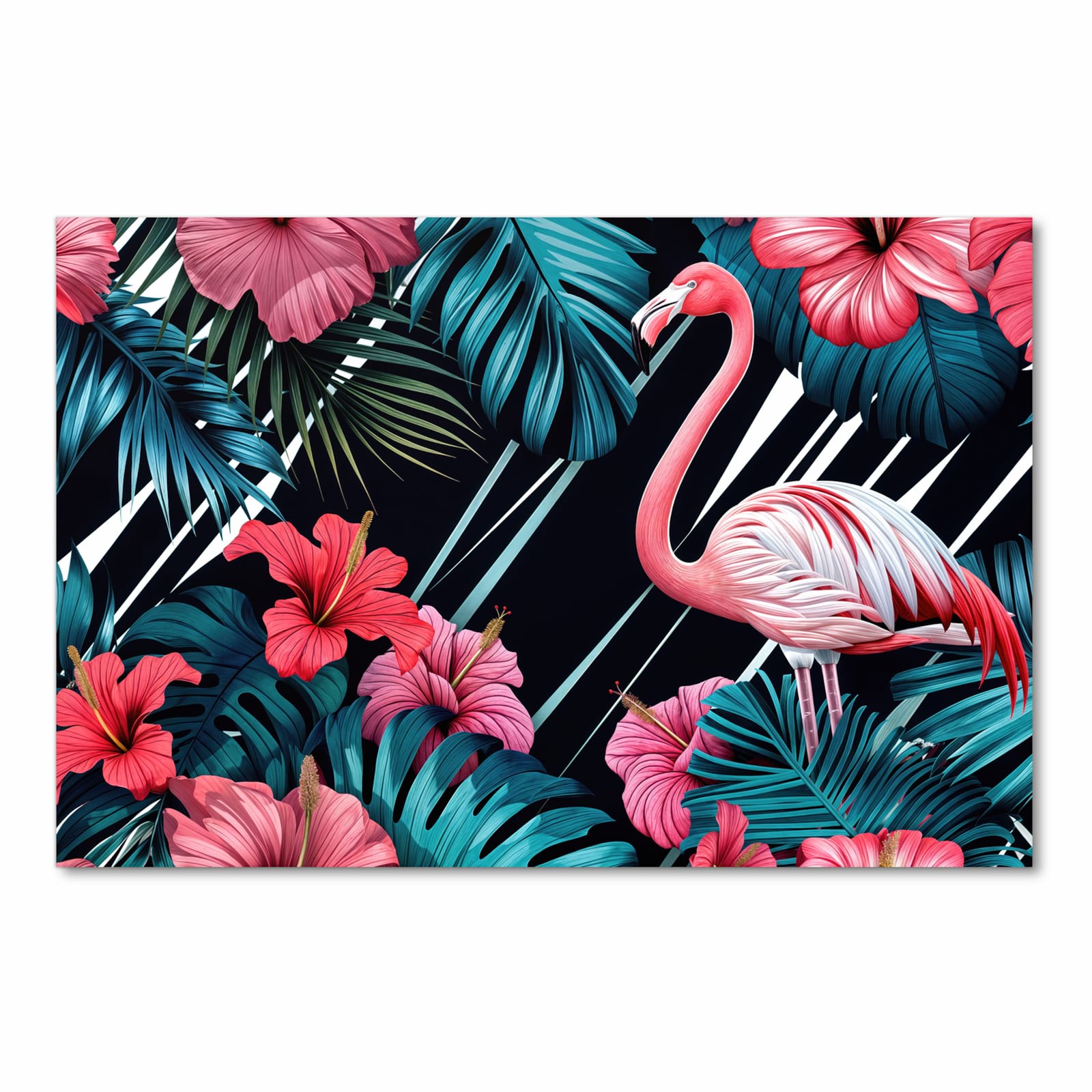 Küchenteppich mit Motiv Flamingo Paradise in Frontansicht - sicher aufbewahren