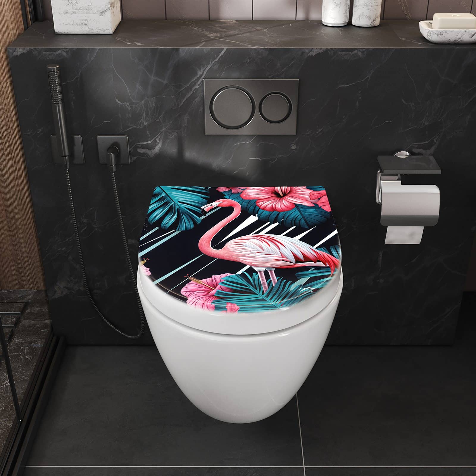 WC-Sitz mit Absenkautomatik Flamingo Paradise