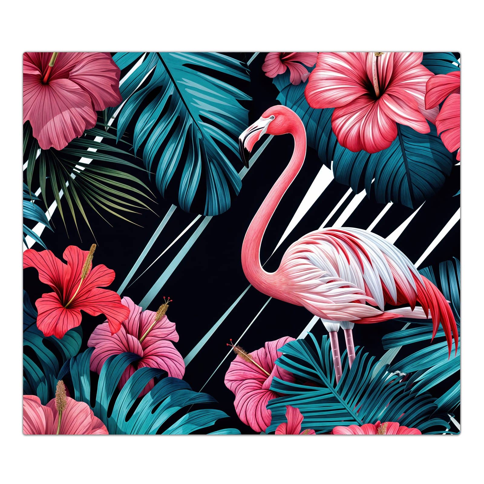 1-teilige Herdabdeckung aus Glas mit Flamingo Paradise-Motiv in der Frontansicht #grösse_1-Teilig (60x52cm)