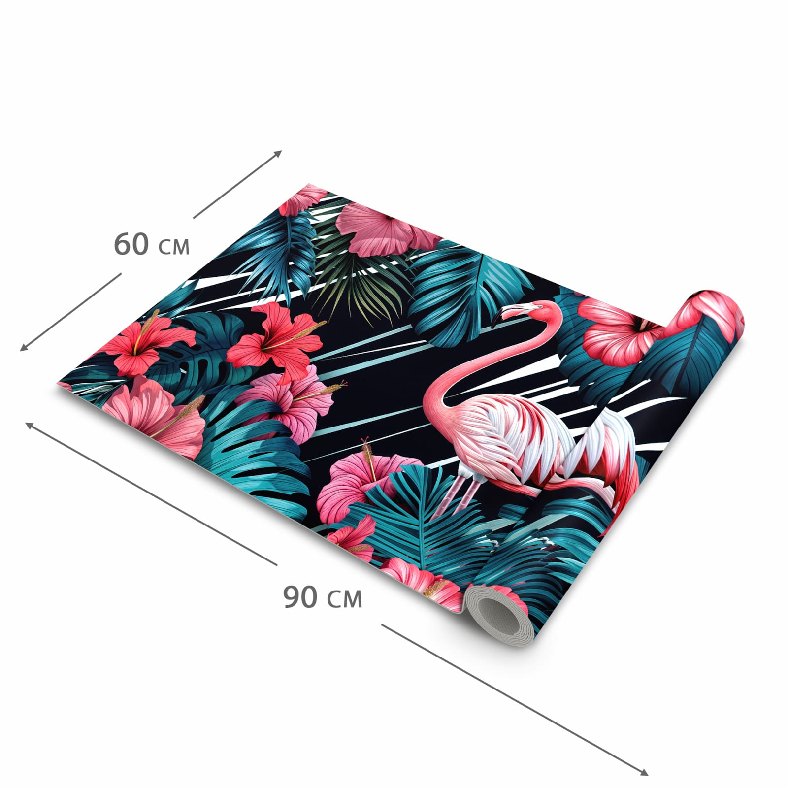 Wasserabweisender waschbarer Küchenteppich mit Motiv Flamingo Paradise in der Grösse 60x240 cm