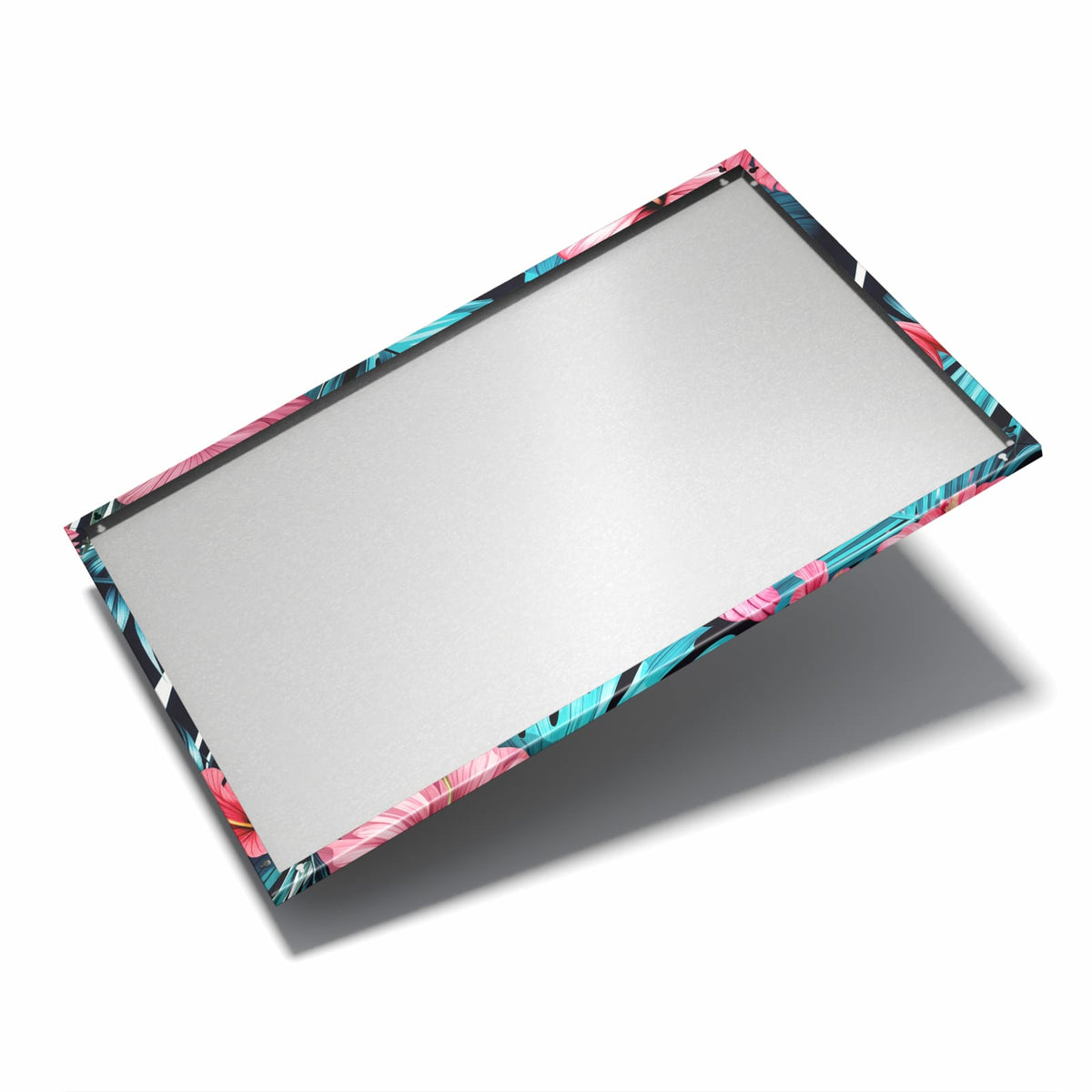 Nur 7 mm – liegt eng an der Wand – Metall Magnettafel - Flamingo auf Schwarz