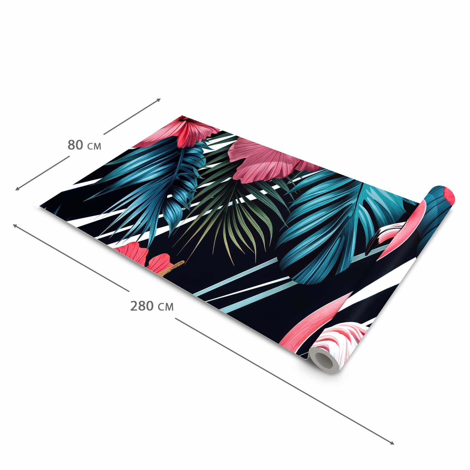 Geruchsneutraler waschbarer Küchenteppich mit Motiv Flamingo Paradise in der Grösse 60x240 cm