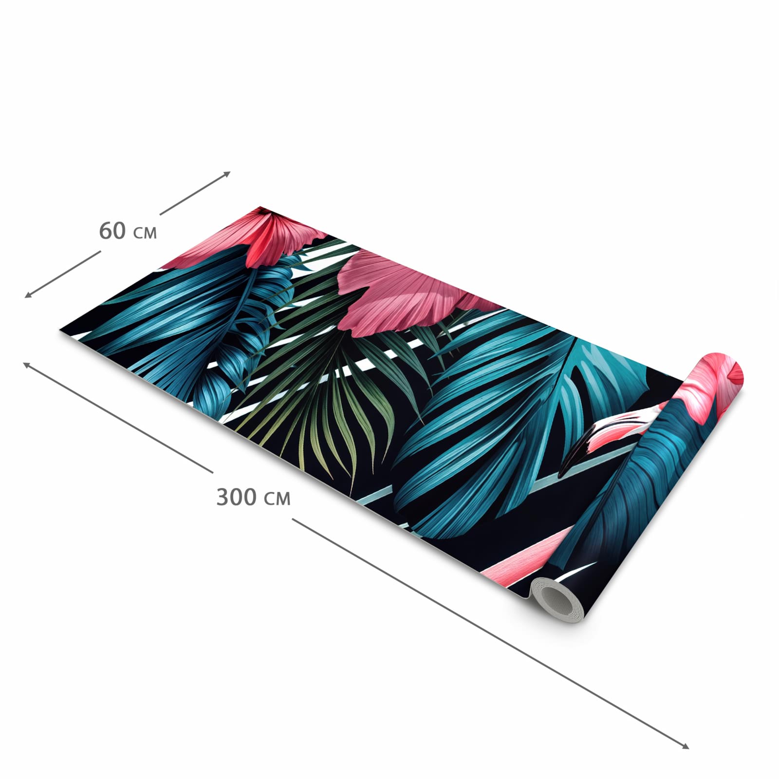 Waschbarer Küchenteppich mit Motiv Flamingo Paradise in der Grösse 60x240 cm für Trittkomfort