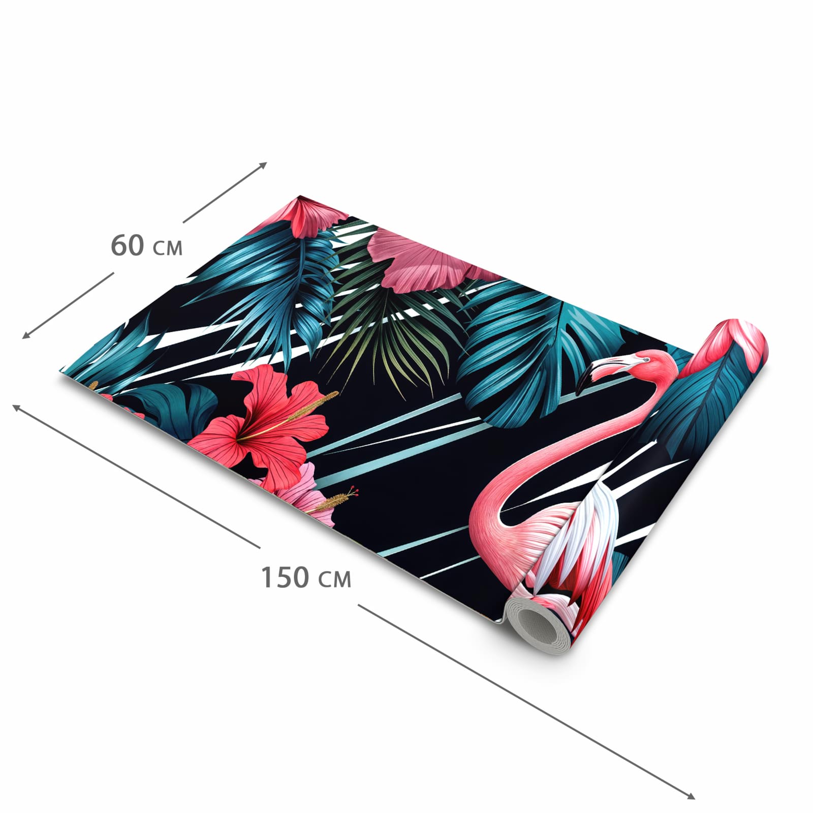 Zeitsparender waschbarer Küchenteppich mit Motiv Flamingo Paradise in der Grösse 60x240 cm