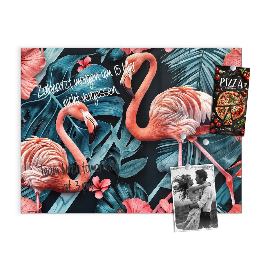 Maße Magnettafel - Flamingo und Hibiskus