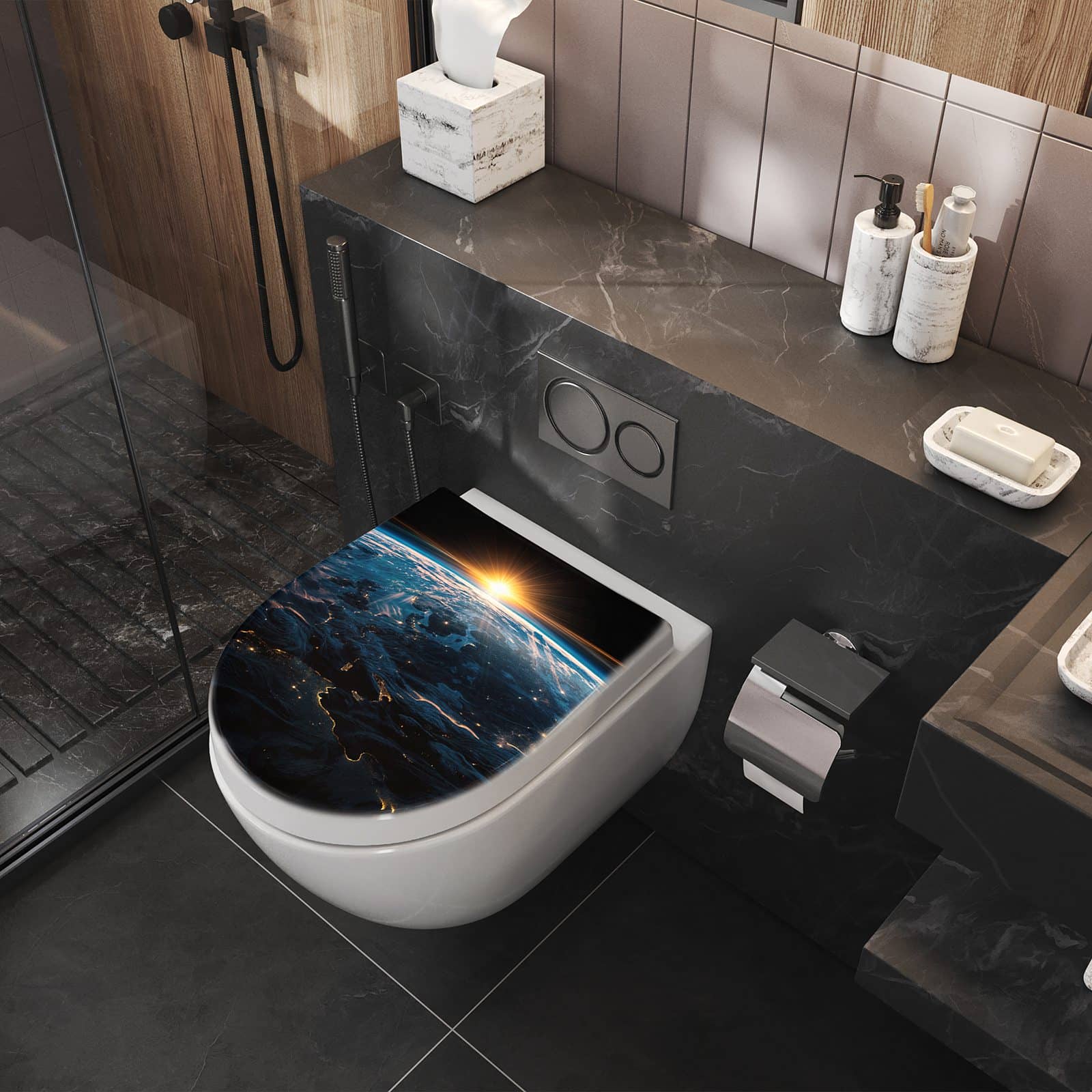 WC-Sitz mit Absenkautomatik Erde des Sonnenaufgang