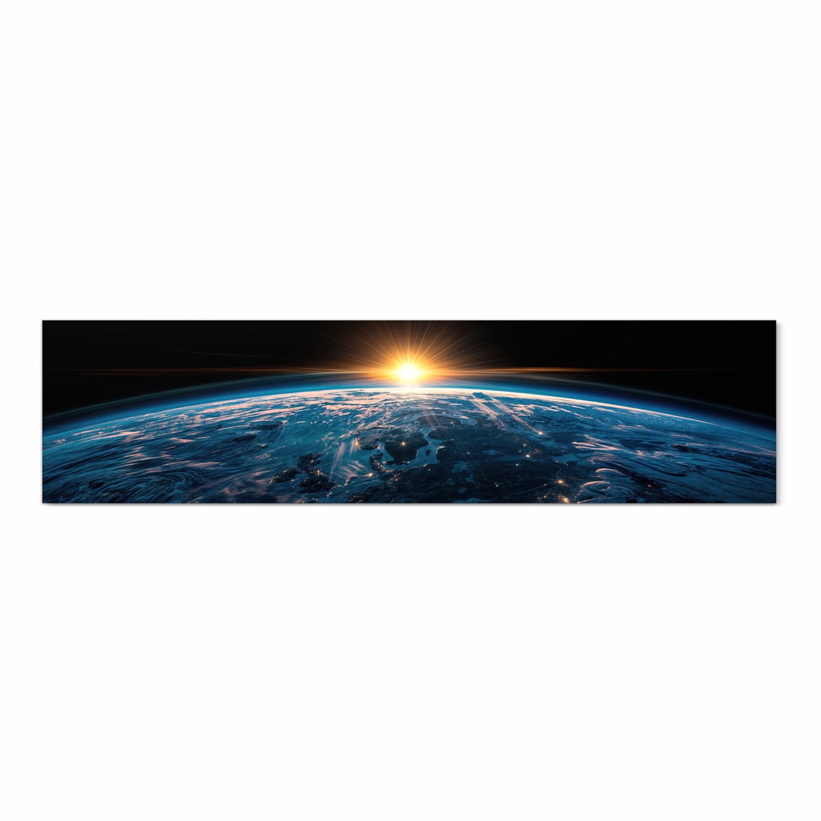 Abriebfester Küchenteppich mit Motiv Erde des Sonnenaufgang in Frontansicht