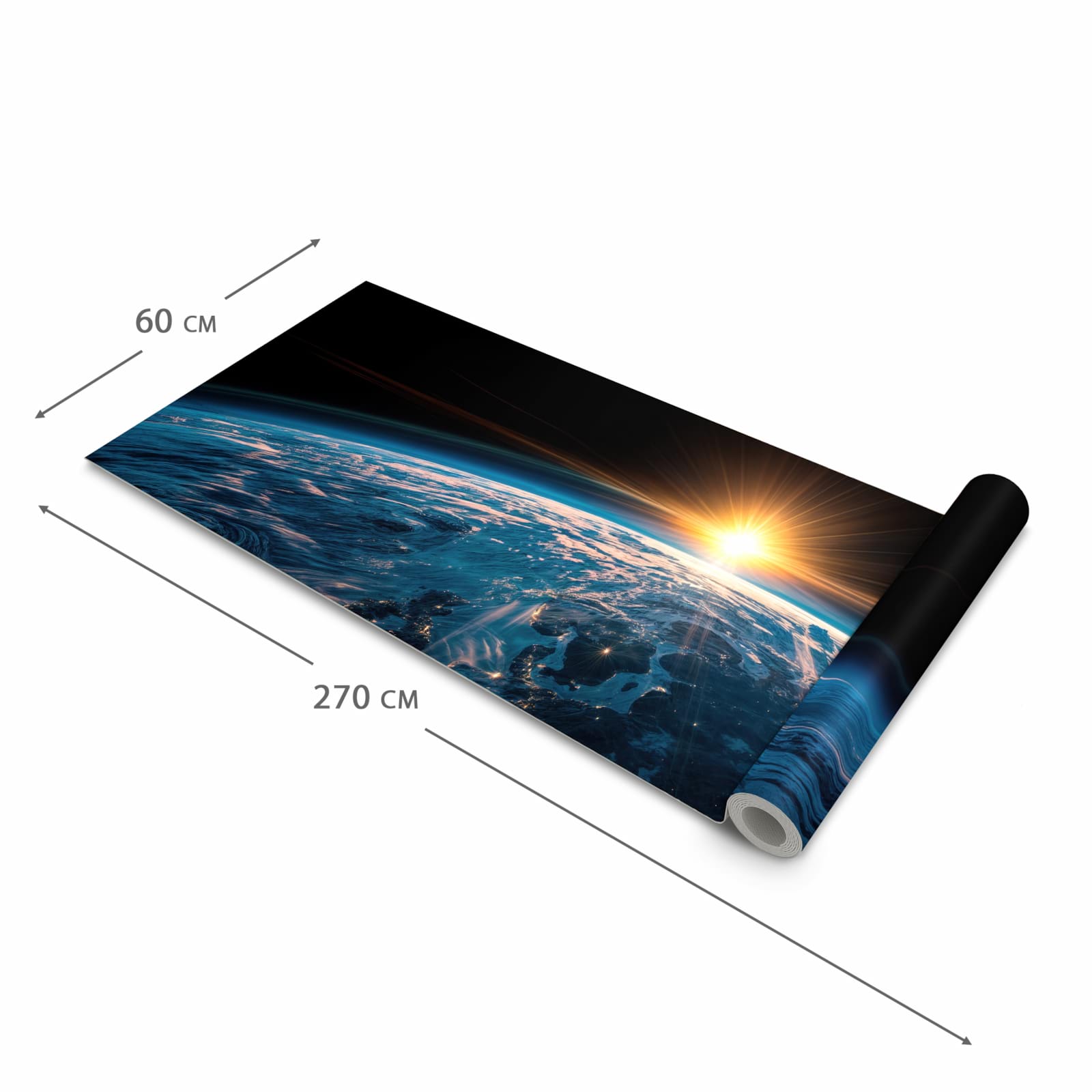 Wasserabweisender Läufer für die Küche mit Motiv Erde des Sonnenaufgang in der Grösse 60x180 cm