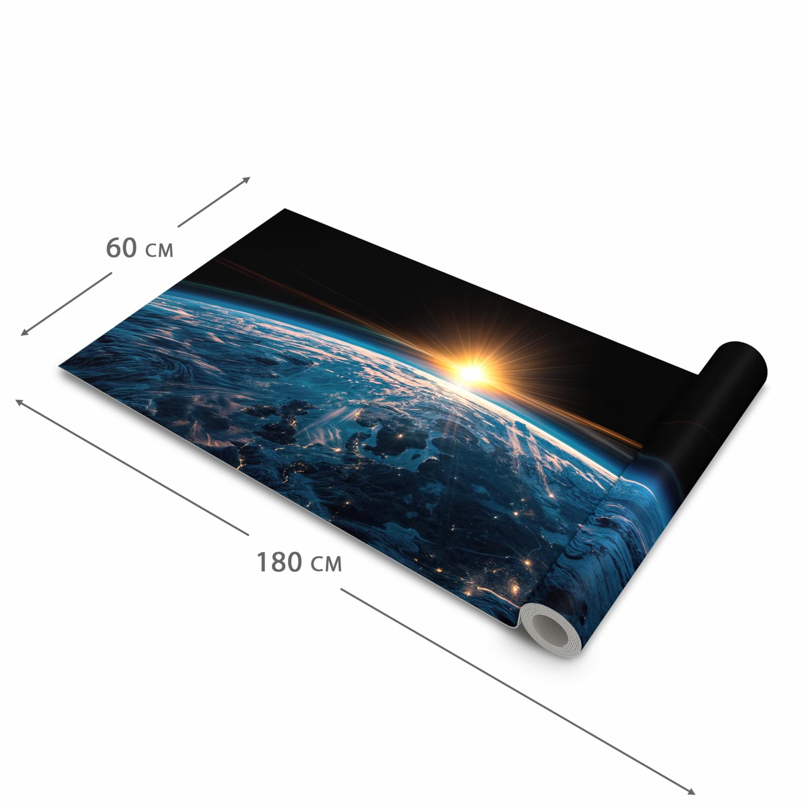 UV-beständiger Küchenteppich mit Motiv Erde des Sonnenaufgang in der Grösse 60x180 cm