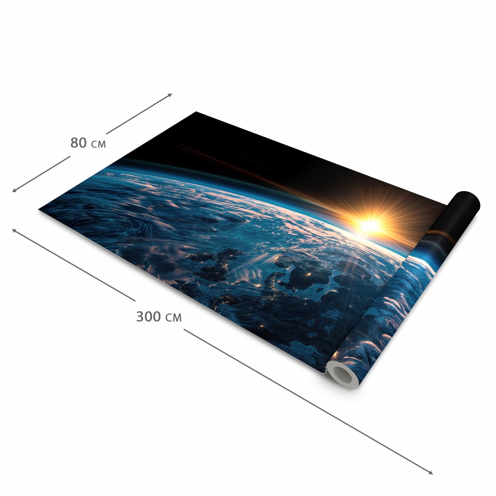 Pflegeleichter Küchenläufer mit Motiv Erde des Sonnenaufgang in der Grösse 60x180 cm