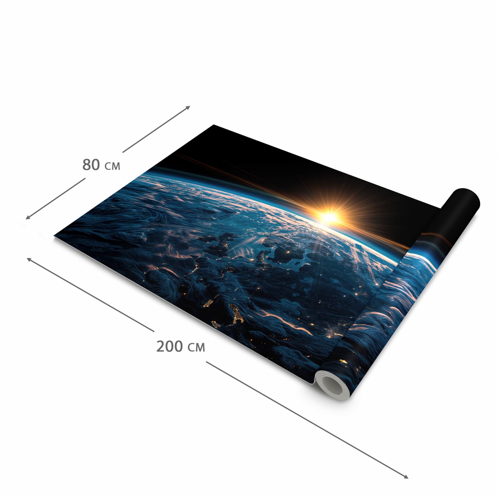 Geruchsneutraler Küchenteppich mit Motiv Erde des Sonnenaufgang in der Grösse 60x180 cm