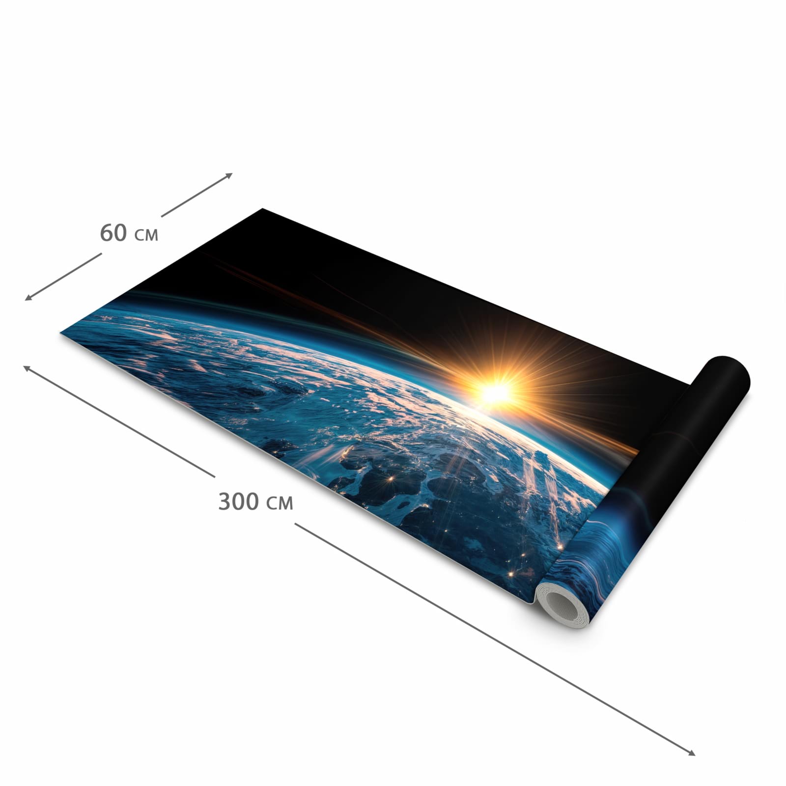 Fleckenresistenter Küchenläufer mit Motiv Erde des Sonnenaufgang in der Grösse 60x180 cm