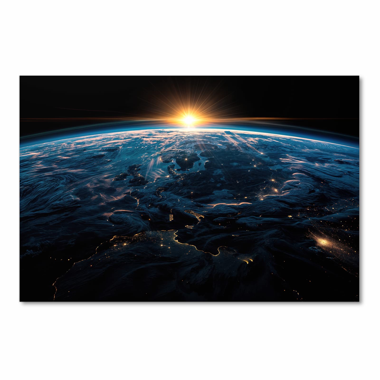 Wasserabweisender Läufer für die Küche mit Motiv Erde des Sonnenaufgang in Frontansicht