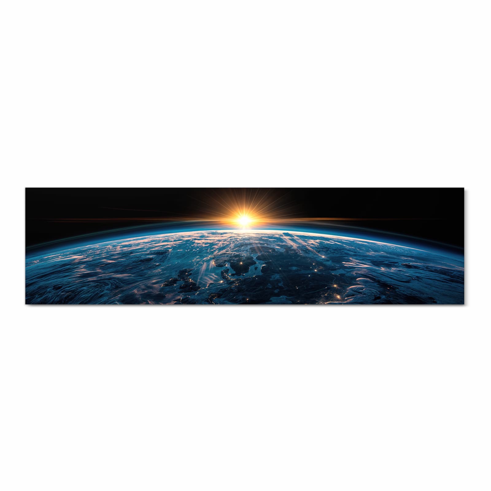 Geruchsneutraler Küchenteppich mit Motiv Erde des Sonnenaufgang in Frontansicht