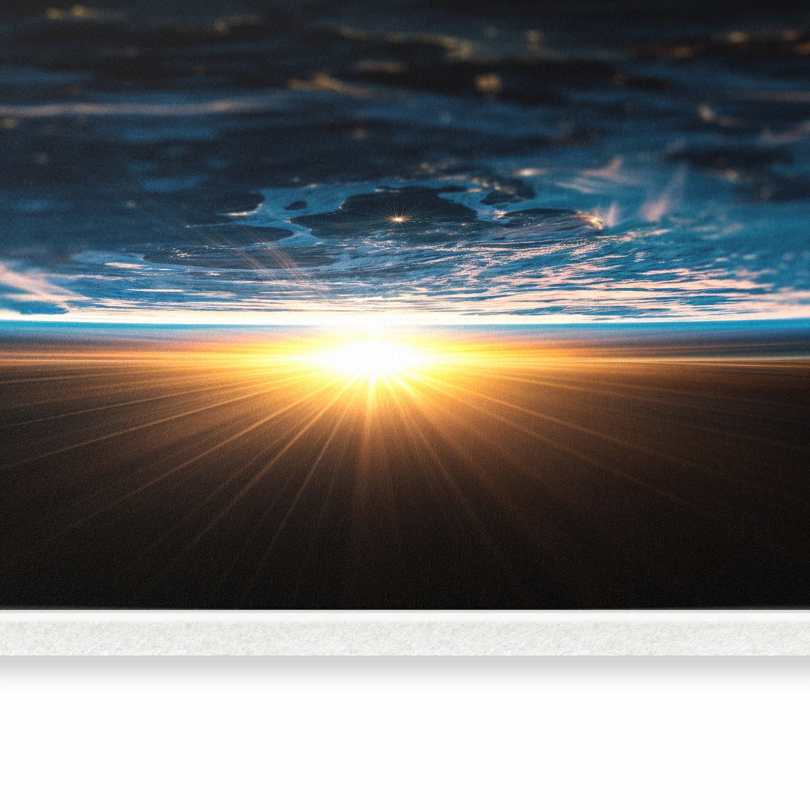 Geräuschdämpfender rutschfester Küchenläufer mit Motiv Erde des Sonnenaufgang in seitlicher Ansicht