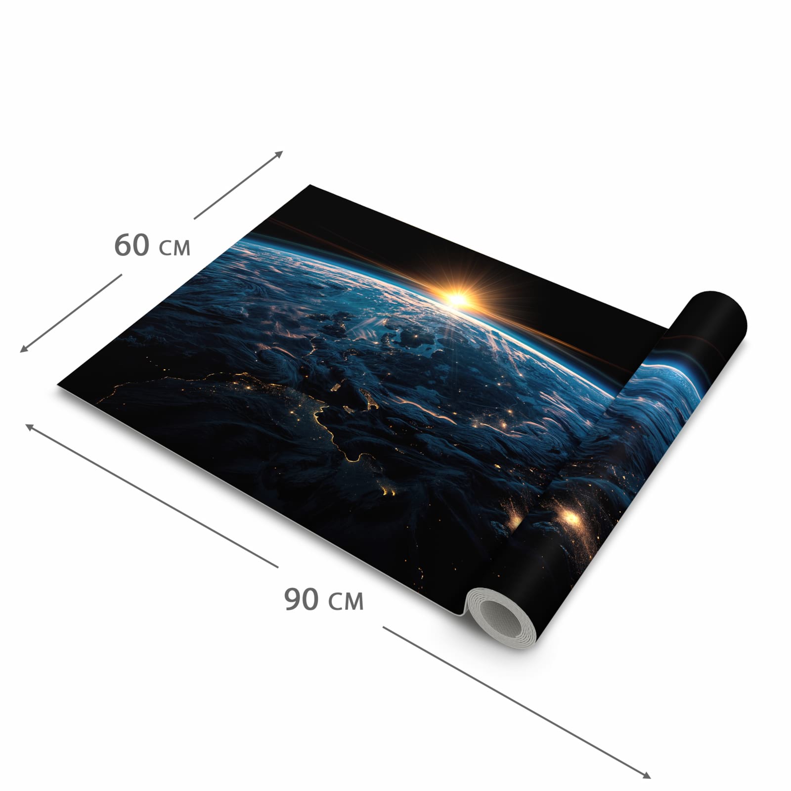 Schmutzabweisender Küchenteppich mit Motiv Erde des Sonnenaufgang in der Grösse 60x180 cm