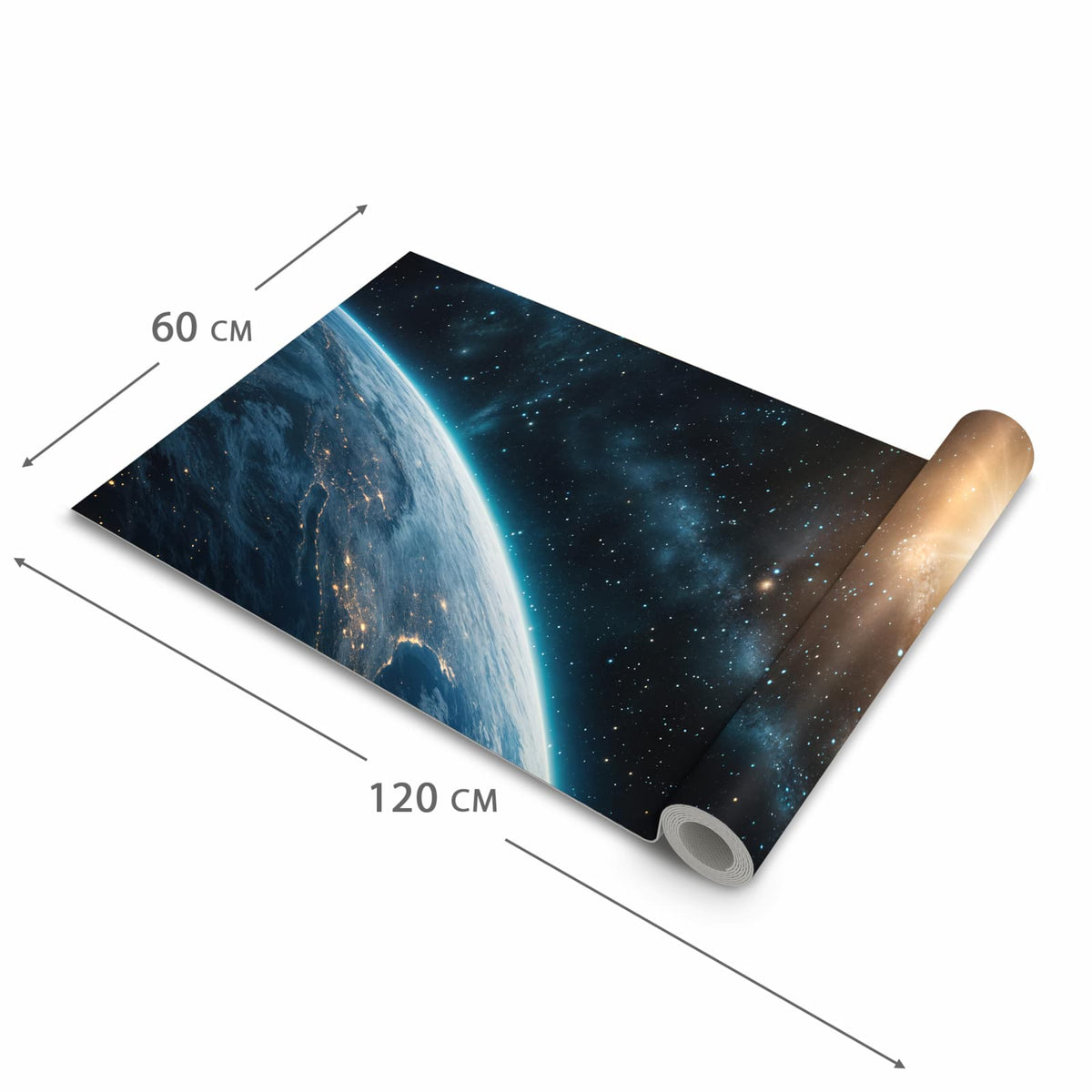 Hygienischer rutschfester Küchenläufer mit Motiv Planet im Universum in der Grösse 60x180 cm