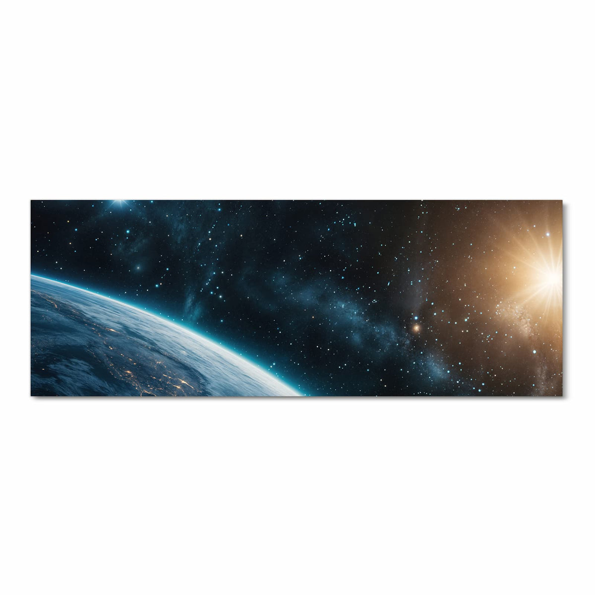 Formstabiler Küchenteppich mit Motiv Planet im Universum in Frontansicht