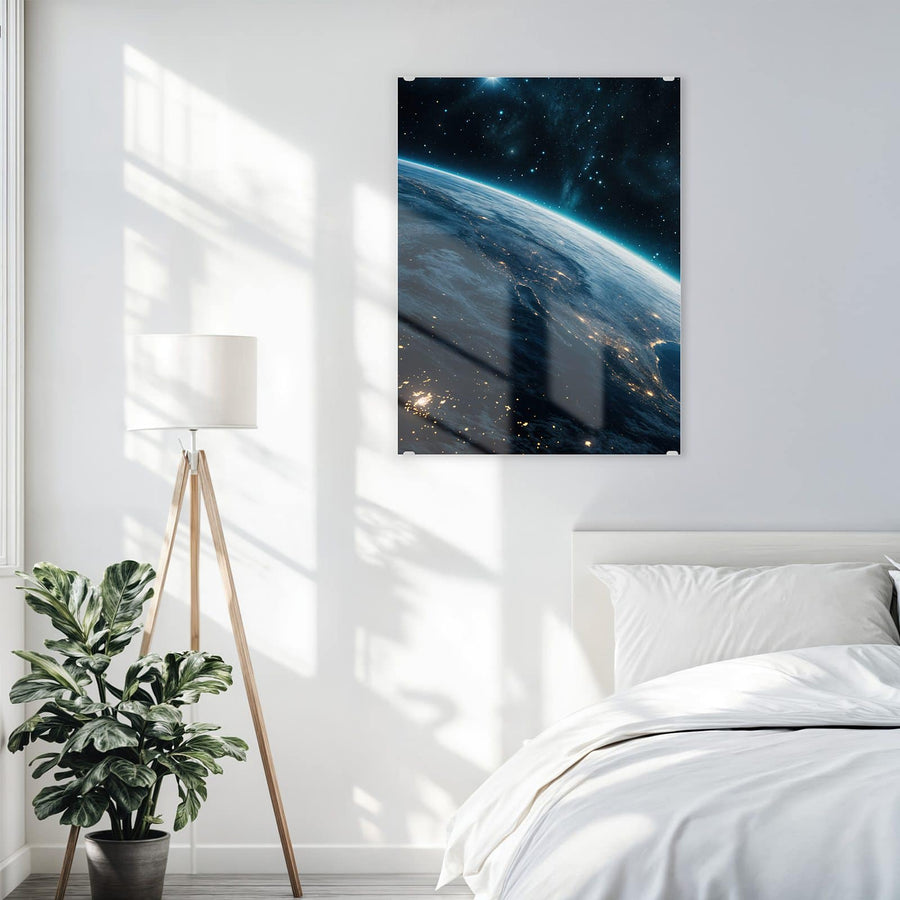 Maße Wandbild - Erdrand im Sternenlicht - Hochformat