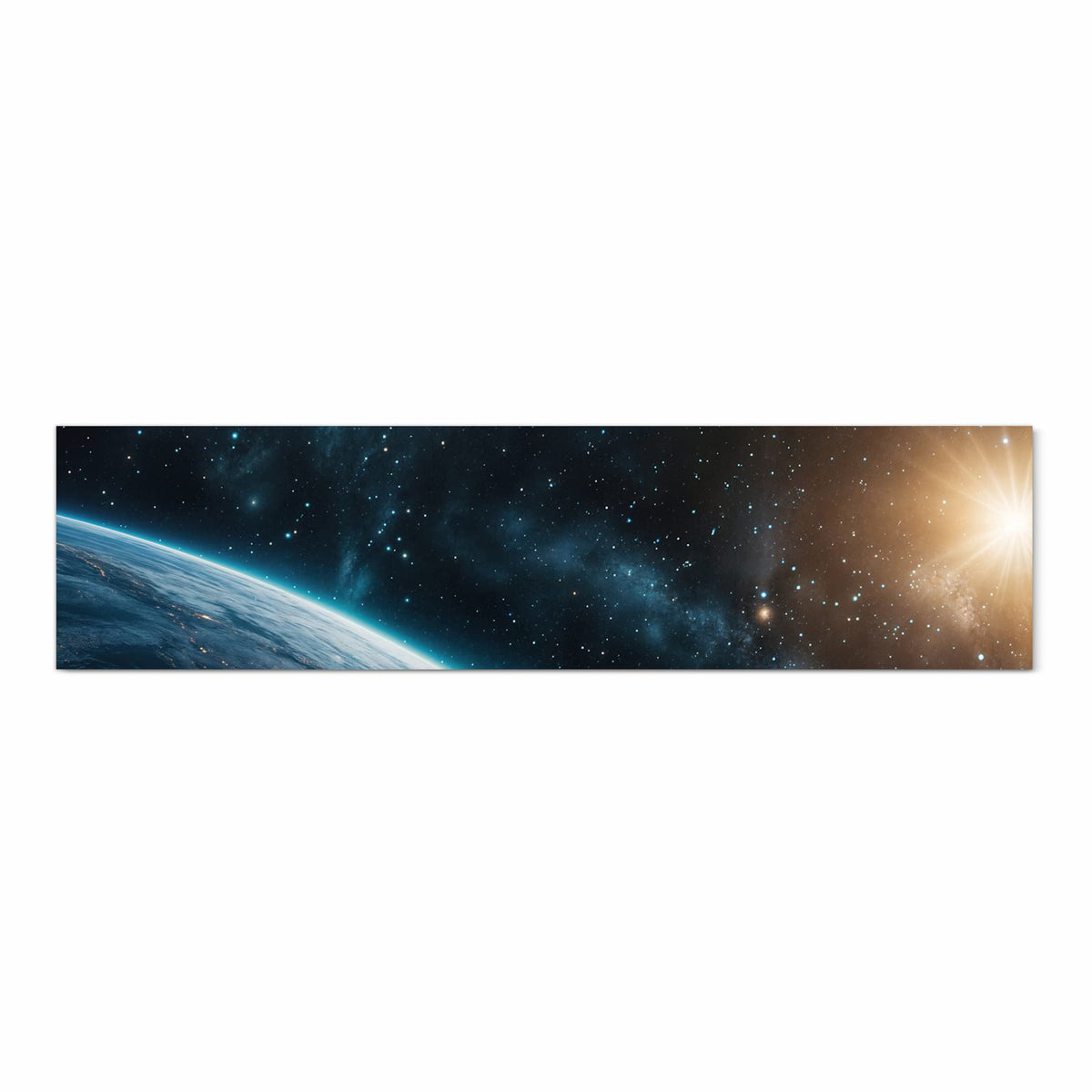 Langlebiger Küchenläufer mit Motiv Planet im Universum in Frontansicht für moderne Küchen