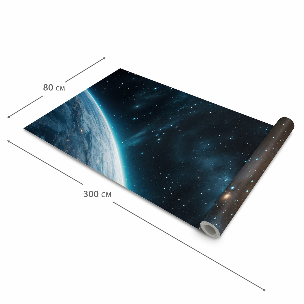 Formstabiler Küchenteppich mit Motiv Planet im Universum in der Grösse 60x180 cm