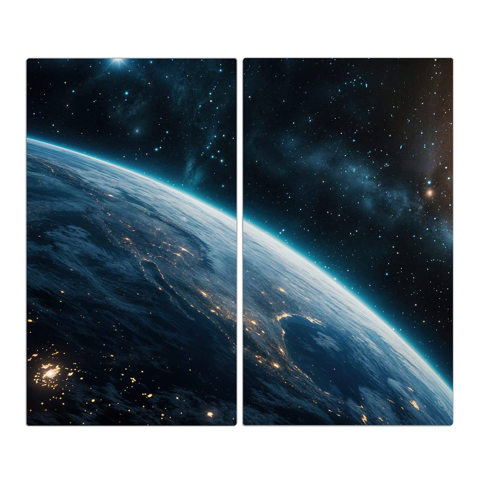 2-teilige Abdeckplatten für den Herd mit Planet im Universum-Motiv in der Frontansicht