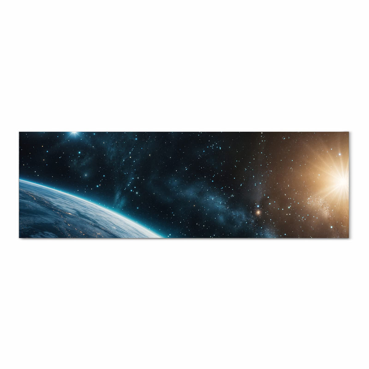 Abwaschbarer Küchenläufer mit Motiv Planet im Universum in Frontansicht für Ordnung