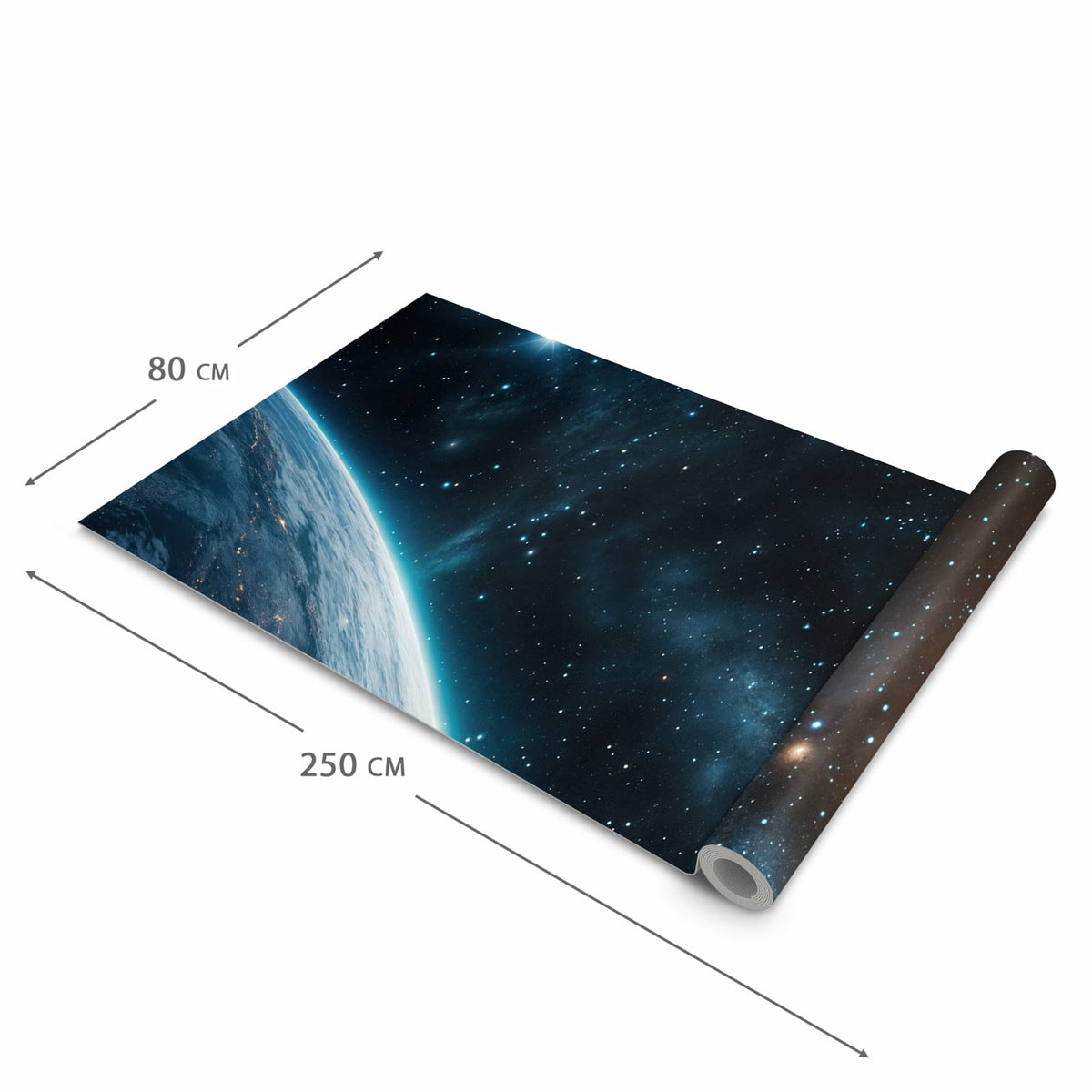 Bodenschonender abwaschbarer Küchenteppich mit Motiv Planet im Universum in der Grösse 60x180 cm