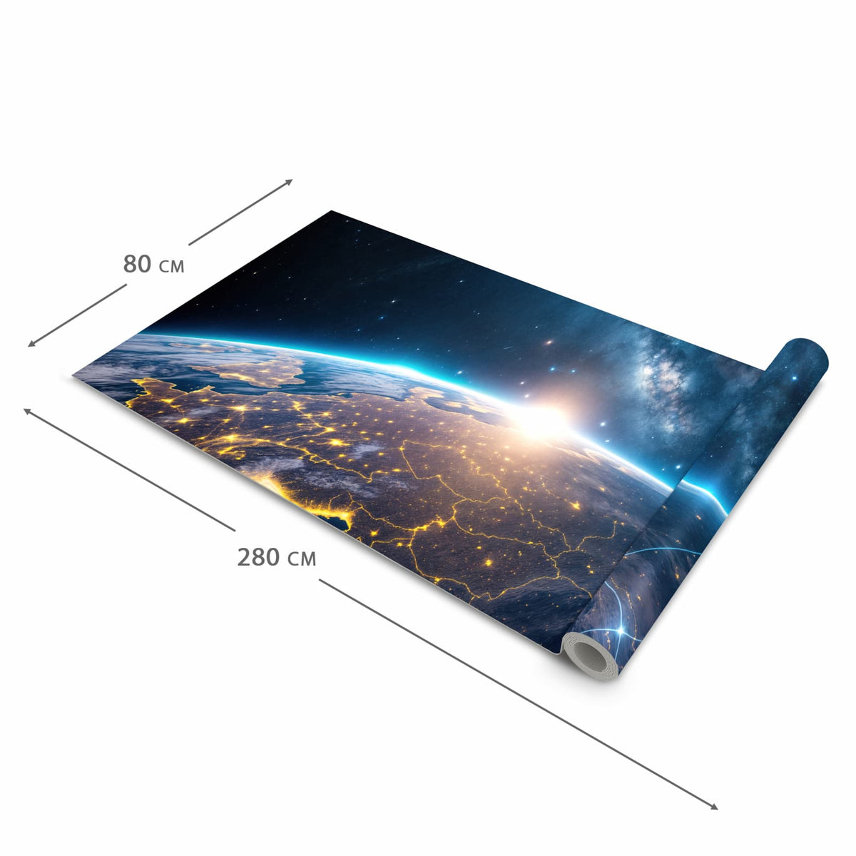 Komfortabler Küchenläufer mit Motiv Sonnenaufgang mit Erde in der Grösse 60x180 cm