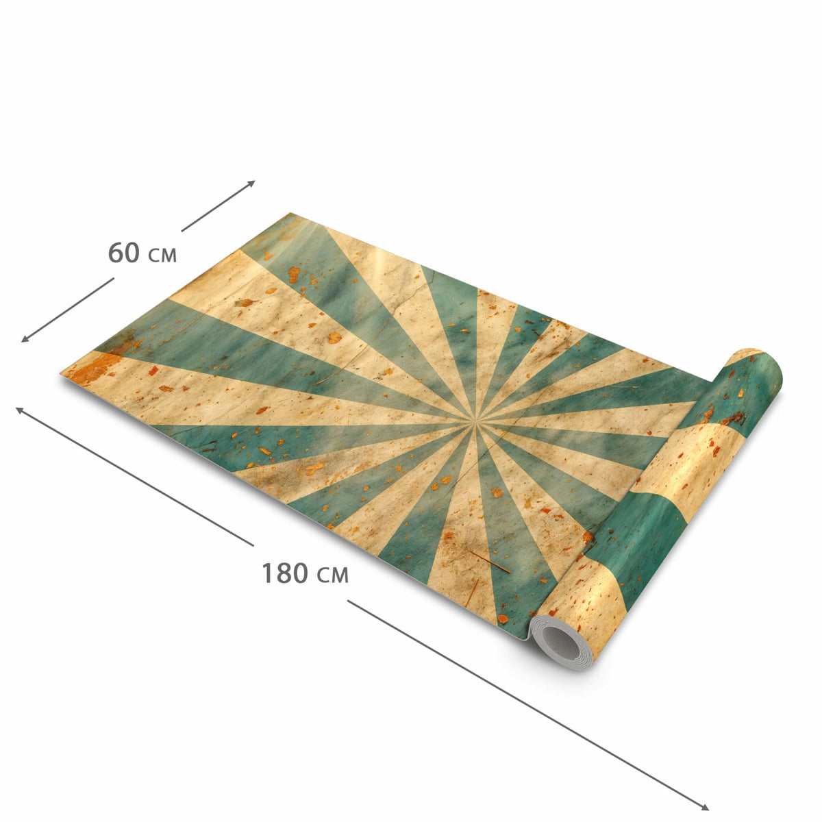 Rutschfester Läufer für Flur mit Motiv Retro Sonnenstrahlen in der Grösse 60x150 cm