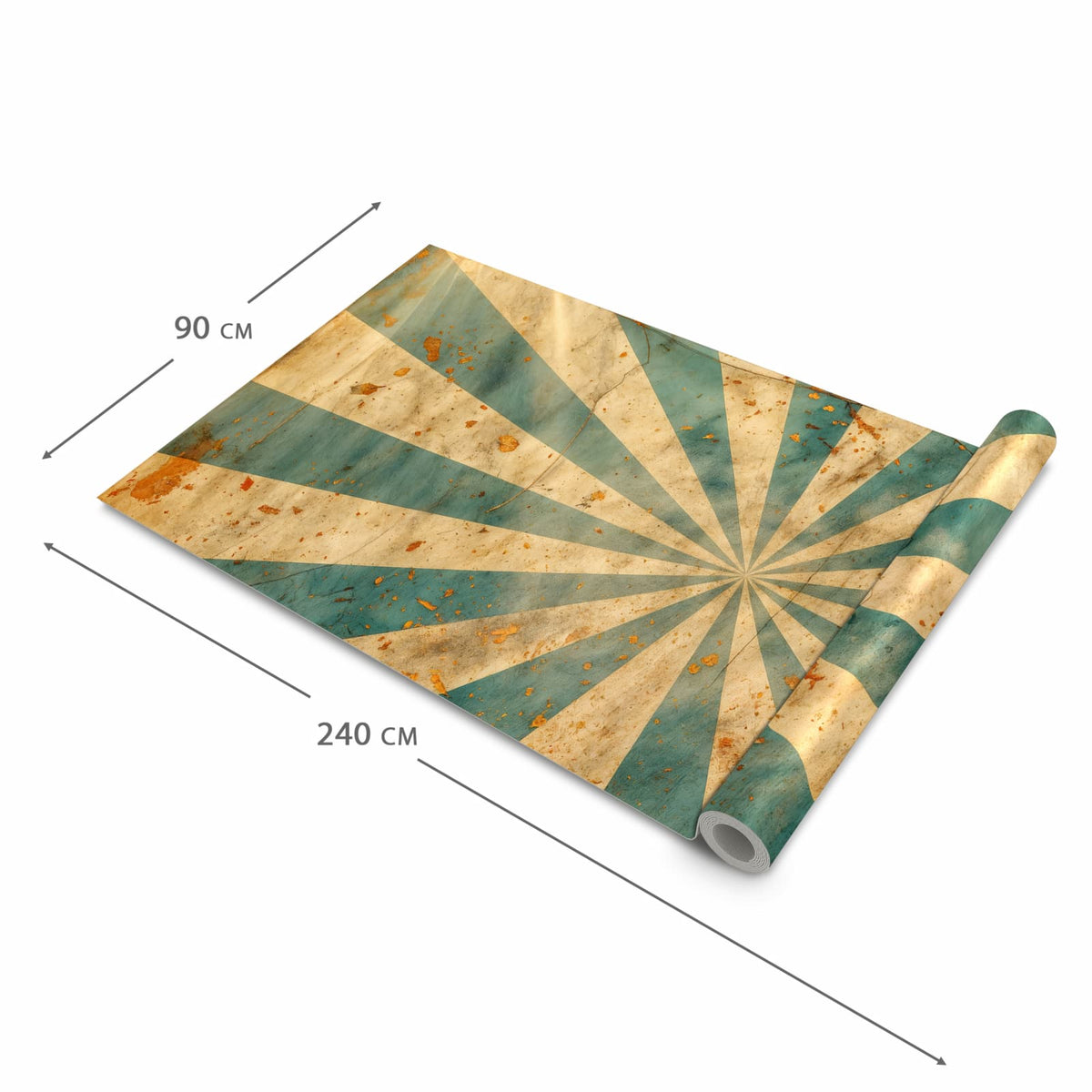 Abriebfester Küchenteppich mit Motiv Retro Sonnenstrahlen in der Grösse 60x150 cm