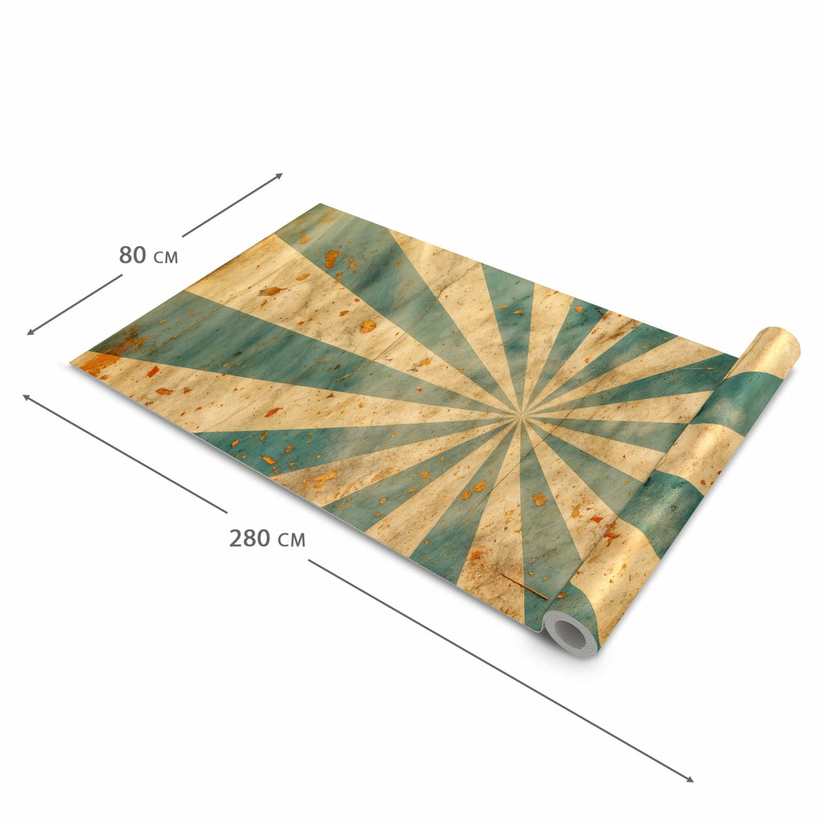 Bodenläufer mit Motiv Retro Sonnenstrahlen in der Grösse 60x150 cm für sichere Aufbewahrung