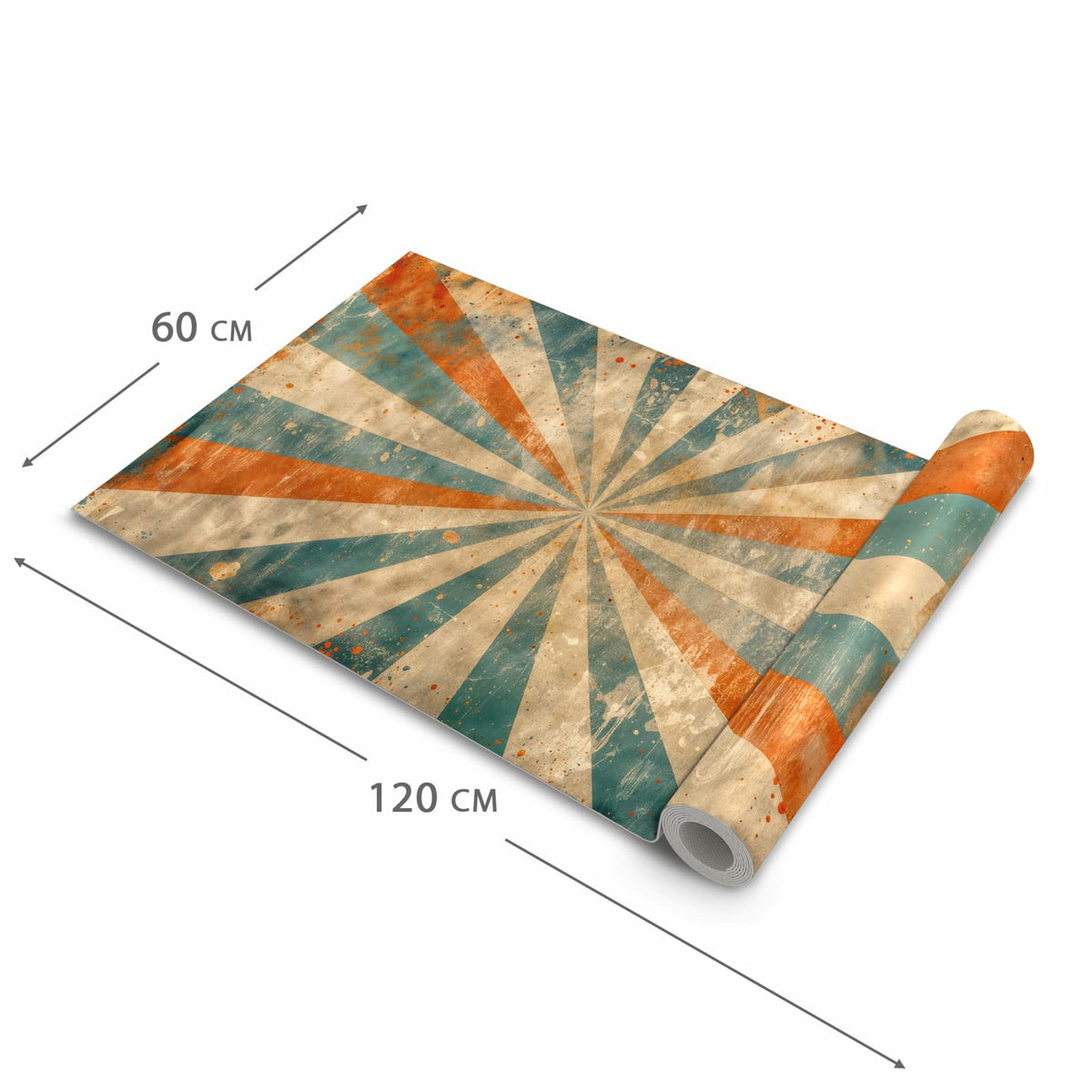 Wasserabweisender Küchenteppich mit Motiv Retro Strahlen Design in der Grösse 60x120 cm