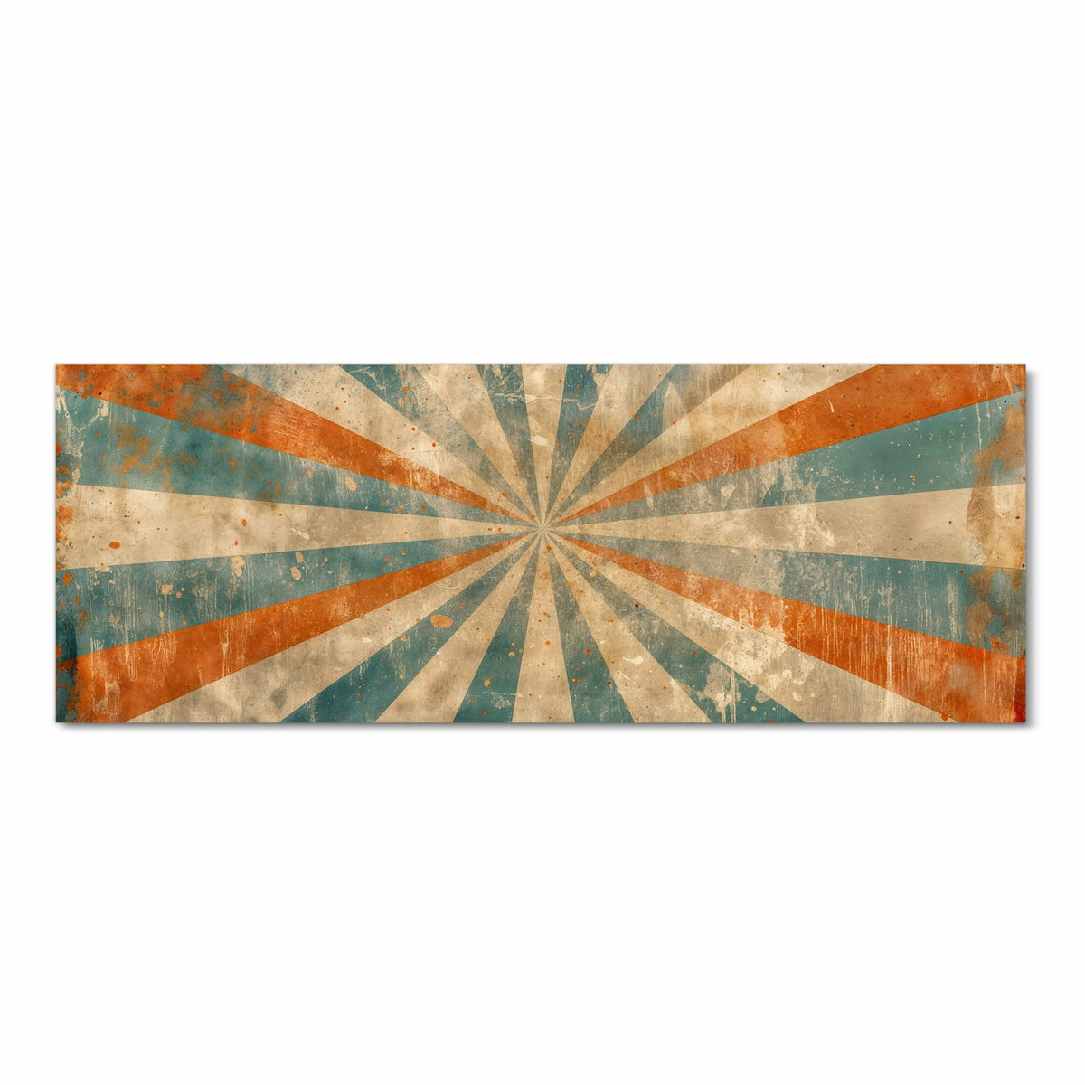 Feuchtigkeitsresistenter dünner Küchenteppich mit Motiv Retro Strahlen Design in Frontansicht