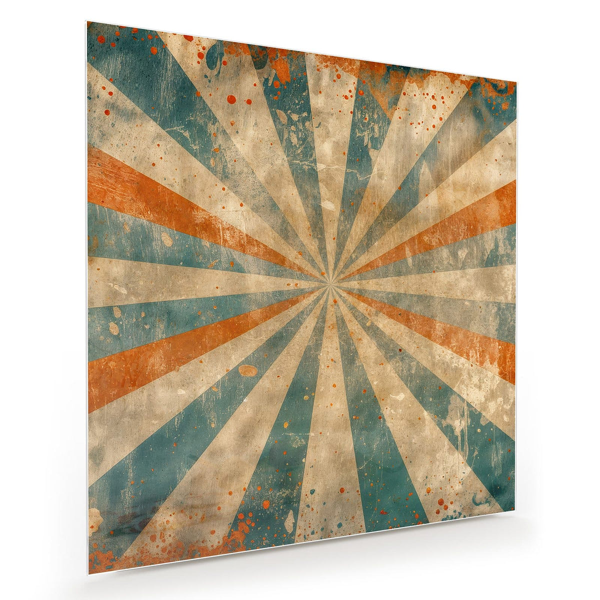 Vintage-Strahlenkranz aus Creme, Petrol und Orange mit Grunge-Flecken