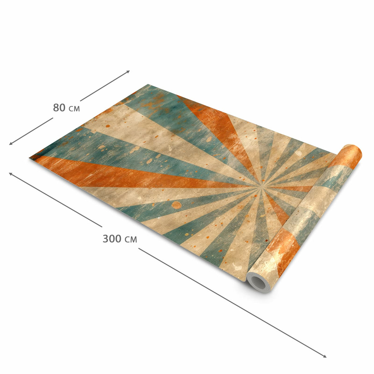 Teppichläufer Küche mit Motiv Retro Strahlen Design in der Grösse 60x150 cm - angenehme Haptik