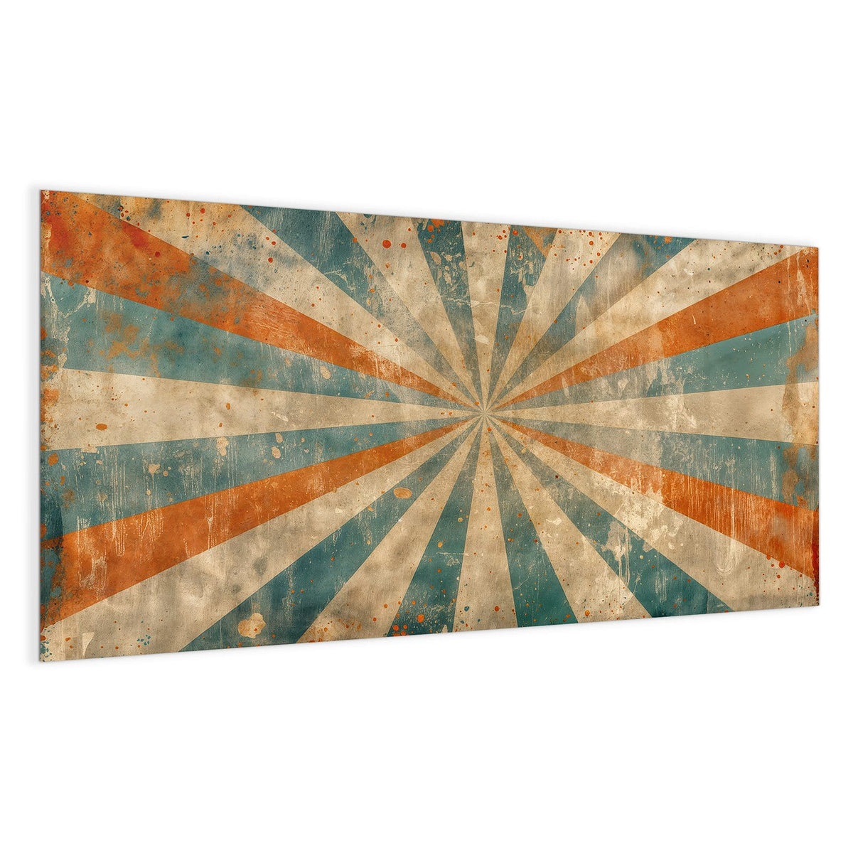 Vintage-Strahlenkranz aus Creme, Petrol und Orange mit Grunge-Flecken