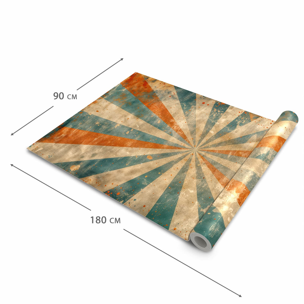 Hygienischer Küchenläufer mit Motiv Retro Strahlen Design in der Grösse 60x150 cm